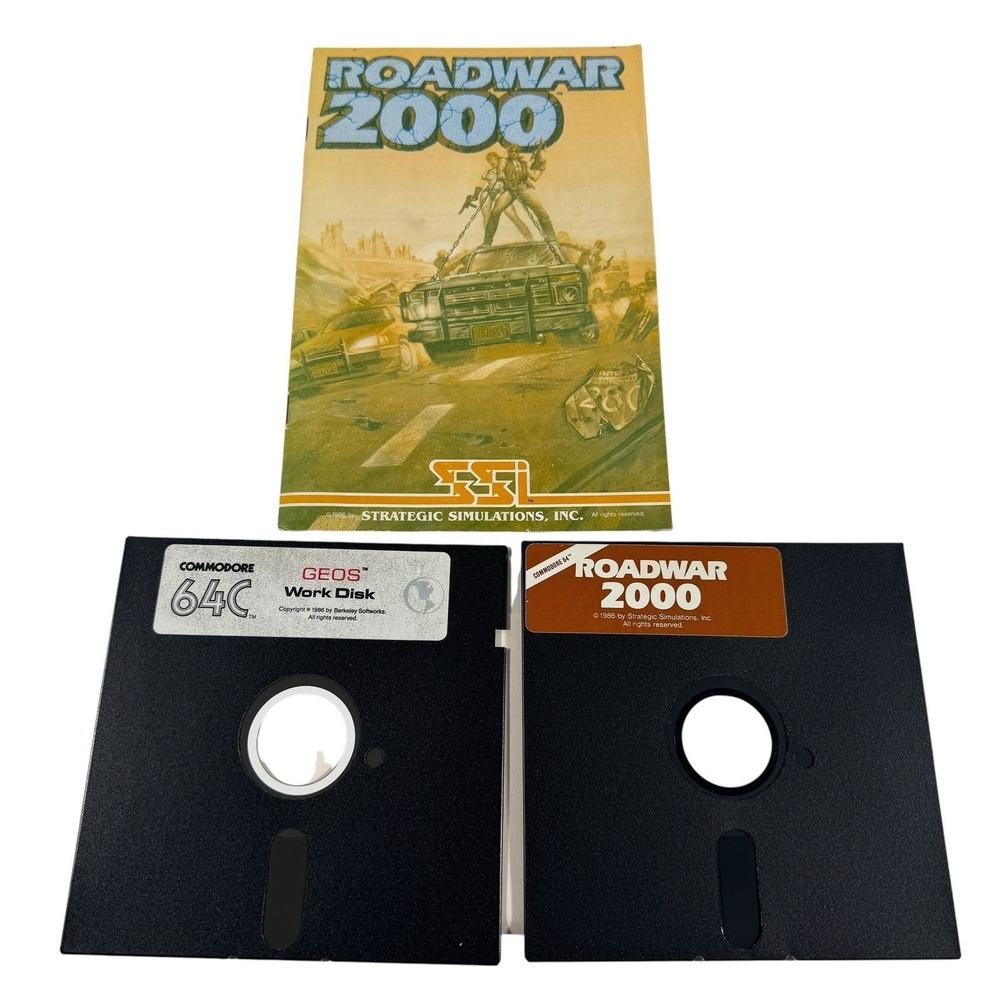 SSI Roadwar 2000 Apple II Commodore 64C 5.25" Floppy Disk Vintage Game 1986